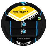 Cronulla Sharks Official NRL Steering Wheel And Seat Belt Comforts Accessories