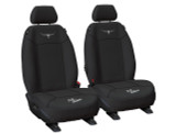 R.M. Williams custom-fit front seat covers in durable canvas with all-over construction and ready-made design for vehicle interiors.