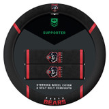 Official Perth Bears NRL steering wheel cover and seat belt comfort set featuring club logo and team branding for cars, utes and SUVs.
