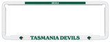 Tasmania Devils Official AFL number plate frame for standard-size vehicle number plates with club logo, team colours and slogan, easy to install.