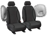 Tradies Grey Canvas front bucket seat cover display showing airbag-compatible design for Toyota Hilux 200 Series Workmate Single Cab.