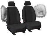 Black Tradies Fleet Core canvas bucket seat covers with airbag-compatible design for Nissan Navara Models
