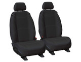 Getaway Black waterproof front seat covers with silver stitching fitted to Holden Colorado Dual Cab and Isuzu D-MAX.