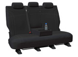 Getaway Black neoprene Row 2 seat covers with silver stitching for Isuzu MU-X 2013-2015 – fold-down centre armrest.