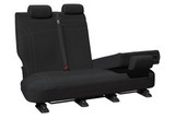 Toyota LandCruiser 200 Series rear bench seat covers with backrest split in black neoprene with silver stitching