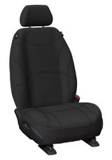 Getaway Black neoprene front bucket seat covers with black stitching for Toyota LandCruiser 200 Series GX and GXL.