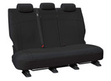 Black neoprene rear seat cover with black stitching for Toyota Hilux Dual Cab with custom-fit waterproof protection