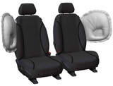 Tradies Black Canvas front bucket seat covers with airbag-compatible design for Holden Colorado and Isuzu D-MAX.