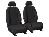 Tradies Black Canvas front seat covers fitted to Holden Colorado Dual Cab and Isuzu D-MAX Dual Cab.