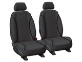 Tradies Grey Canvas waterproof front seat covers fitted to Toyota LandCruiser 76 Series Wagon and 79 Series Double Cab.