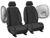 Grey Tradies canvas seat covers for Toyota Hilux showing airbag-compatible side seam design