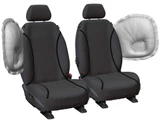 Tradies Grey Canvas front seat covers with two-piece airbag-compatible design for Toyota LandCruiser 79 Series.