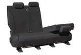 Tradies grey canvas rear seat cover rear seat detail for Ford Ranger PX and Mazda BT-50 showing waterproof all-over canvas and tailored fit