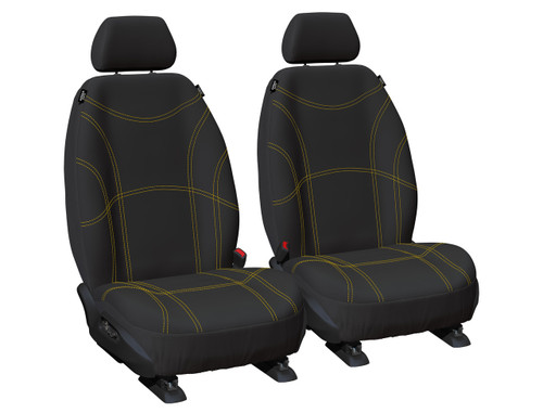 custom-neoprene-car-seat-covers-black-yellow-stitching-front-row