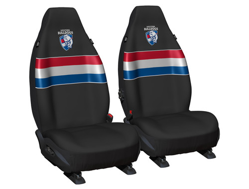 Western Bulldogs Universal Fit Front Car Seat Covers - AFL Official Product - Ideal for fans of the Western Bulldogs.