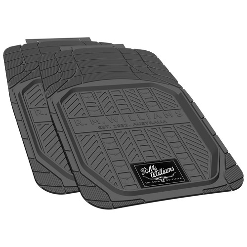 Durable rubber car floor mats designed for R.M. Williams:
Engineered with deep dish grooves to efficiently trap mud and water, ensuring your vehicle stays clean and dry.
Grooved texture effectively captures sand and dirt, preventing them from spreading across your car interior.
Non-slip backing secures the mat firmly in place, providing stability and safety while driving.
Trim lines allow for precise customization, ensuring a perfect fit for your vehicle's floor space.
Effortlessly maintain cleanliness with easy-to-clean material, saving you time and hassle.
Generous mat size of 780mm x 500mm provides ample coverage for most car models, offering comprehensive protection against dirt and moisture.
