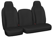 Heavy Duty Charcoal Canvas front seat cover display for Isuzu F Series Narrow Cab, Wide Cab and Crew Cab Truck models 2007-2025.