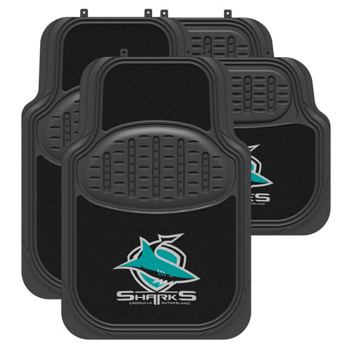 Cronulla Sharks Official NRL Car Floor Mats, Set of 4, Universal Fit, Carpet and Rubber