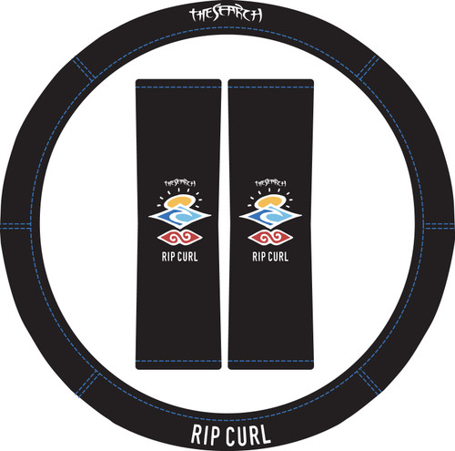 Embark on 'The Search' with Official Rip Curl merchandise. This pack features a sleek steering wheel cover, compatible with most 15-inch wheels, and two seat belt comforts for your journey. Crafted from high-quality neoprene fabric, these accessories blend durability with style. For effortless installation, let the steering wheel cover soften in the sun. Elevate your driving experience with Rip Curl's signature touch.