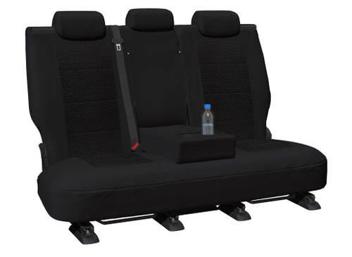 Weekender Black Jacquard Row 2 seat covers for Isuzu MU-X 2021-on – fold-down centre armrest.