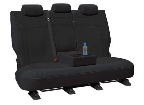 Getaway Black neoprene Row 2 seat covers with black stitching for Isuzu MU-X 2021-on – fold-down centre armrest.