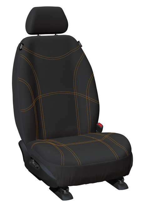Black neoprene front bucket seat cover for Ford Ranger PY and Everest Next Gen custom fit waterproof protection and durable everyday use