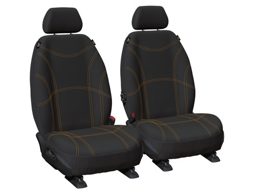 Black neoprene bucket seat covers for Ford Ranger PY, Everest Next Gen and Super Duty designed for comfort durability and tailored fit protection