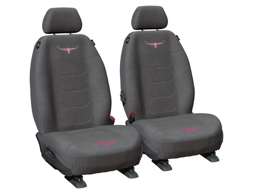 Custom-fit seat covers crafted for R.M.Williams Jillaroo. Constructed with 8oz Deluxe Short Pile Velour fabric for durability. Features a 5mm foam backing for added comfort and Heavy Duty Neotex 10oz skirt and backing for long-lasting protection. Tailored to fit precisely, with smooth lining for easy installation. Waterproof and airbag compatible with a 2-year quality guarantee. Neotex technology ensures a snug fit, triple the industry standard, preserving your seats for the long haul. Timeless design complements your vehicle's interior.