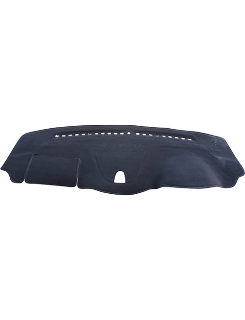 Black custom-fit dash mat for Jeep Cherokee (KL), designed to reduce glare and protect the dashboard from UV damage, cracking and fading. Precision moulded fit with cut-outs for vents, sensors, speakers and airbag safety.