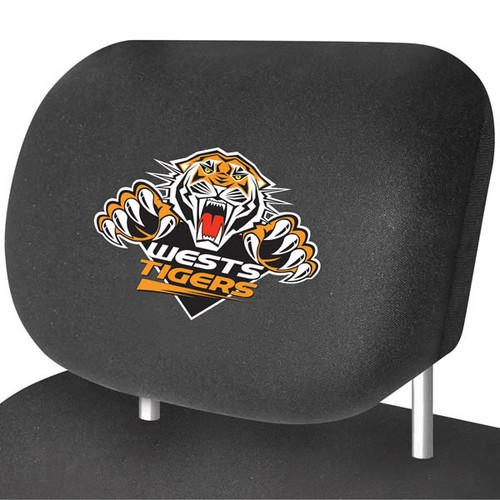 West Tigers Official NRL Car Seat Headrest Covers Pair Universal