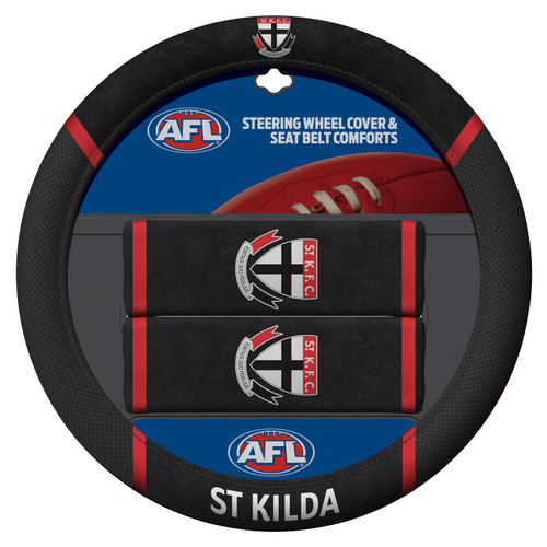 St Kilda Saints Official AFL Steering Wheel And Seat Belt Comforts  Car Accessories