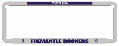 Fremantle Dockers Official AFL Car Number Plate Surround: Show your team pride on the road with this sleek, official Fremantle Dockers accessory. Standard-sized for easy installation, this frame cover features the iconic team colors and logo. Perfect for any passionate fan's vehicle.