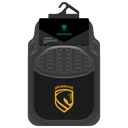 Brisbane Broncos Official NRL Car Mats – Universal Fit 4-Piece Set with Carpet and Rubber Design