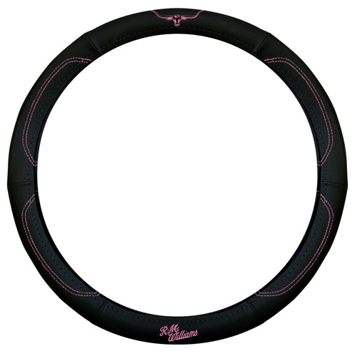 The R.M.Williams leather steering wheel cover is a premium accessory designed to enhance the driving experience with its classic style and practical design. It's made to fit universally on most steering wheels with a 15-inch diameter. The installation process is straightforward: expose the cover to sunlight for 20-30 minutes to soften the leather, which allows for an easy and tight fit around the steering wheel, ensuring both aesthetic appeal and functional grip. This accessory not only adds to the visual charm of the vehicle's interior but also provides a comfortable and sturdy hold for safer driving.