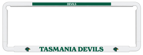 Tasmania Devils Official AFL number plate frame for standard-size vehicle number plates with club logo, team colours and slogan, easy to install.