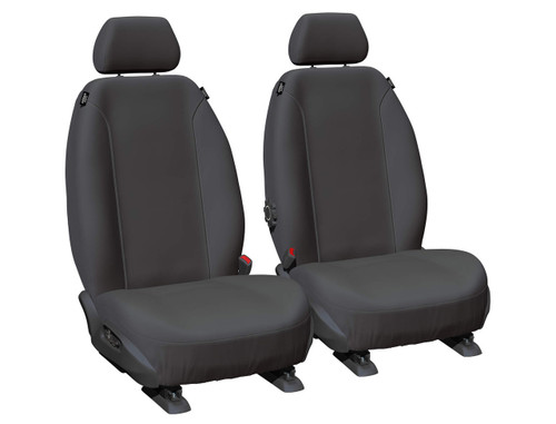 Super Tough Charcoal Canvas custom-fit front seat cover display for Toyota Hilux 200 Series SR and SR5 Dual Cab in premium waterproof all-over canvas.