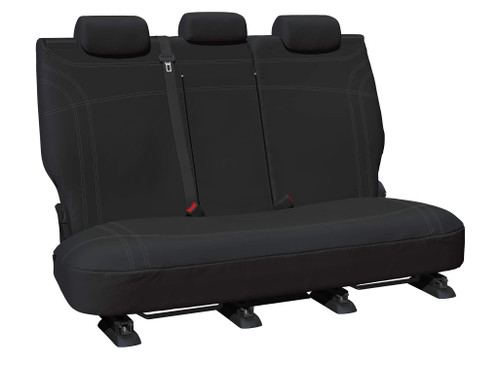Getaway Black neoprene rear seat covers with silver stitching for Mitsubishi ASX XC XD 2016-2025 display seat.