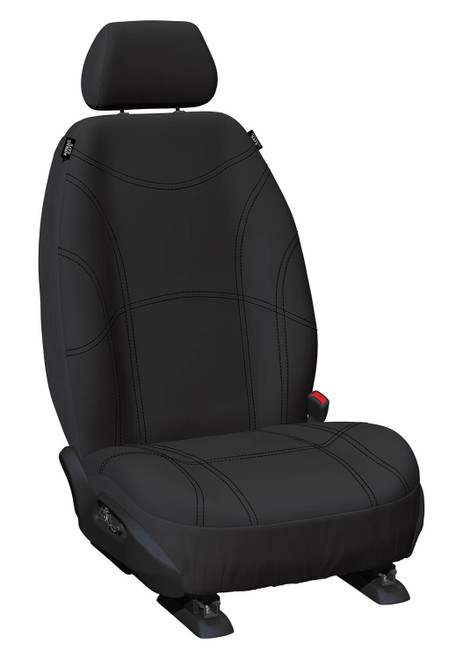 Getaway Black neoprene front bucket seat covers with black stitching for Holden Colorado, Trailblazer, Isuzu D-MAX and MU-X.