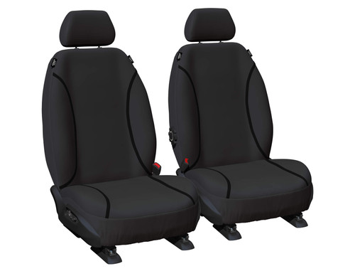 Tradies black canvas front seat covers custom fit for Isuzu D-Max MU-X and Mazda BT-50