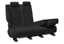 Toyota LandCruiser 200 Series rear row 2 bench seat covers with backrest split in Tradies Black canvas