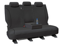 Grey Tradies canvas rear seat cover for Toyota Hilux Extra Cab with centre armrest access and waterproof protection