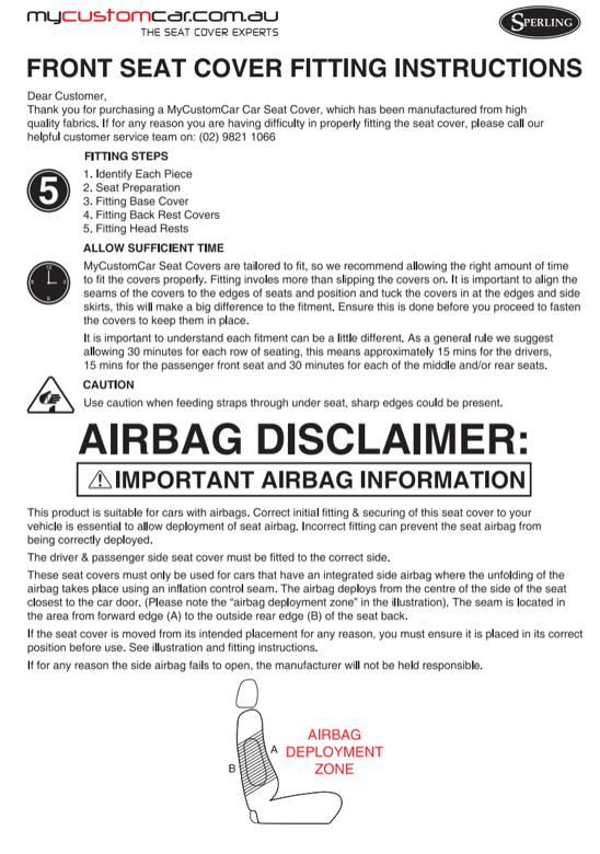 Fitting instructions