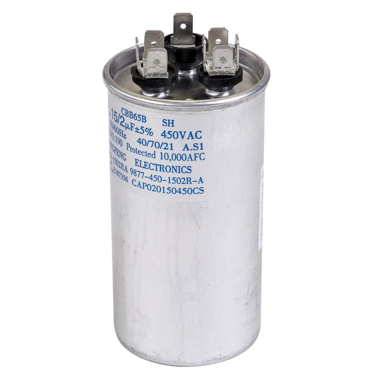 Amana CAP020150450CS Capacitor, 2/15 MFD, 450V, Dual Pole Round