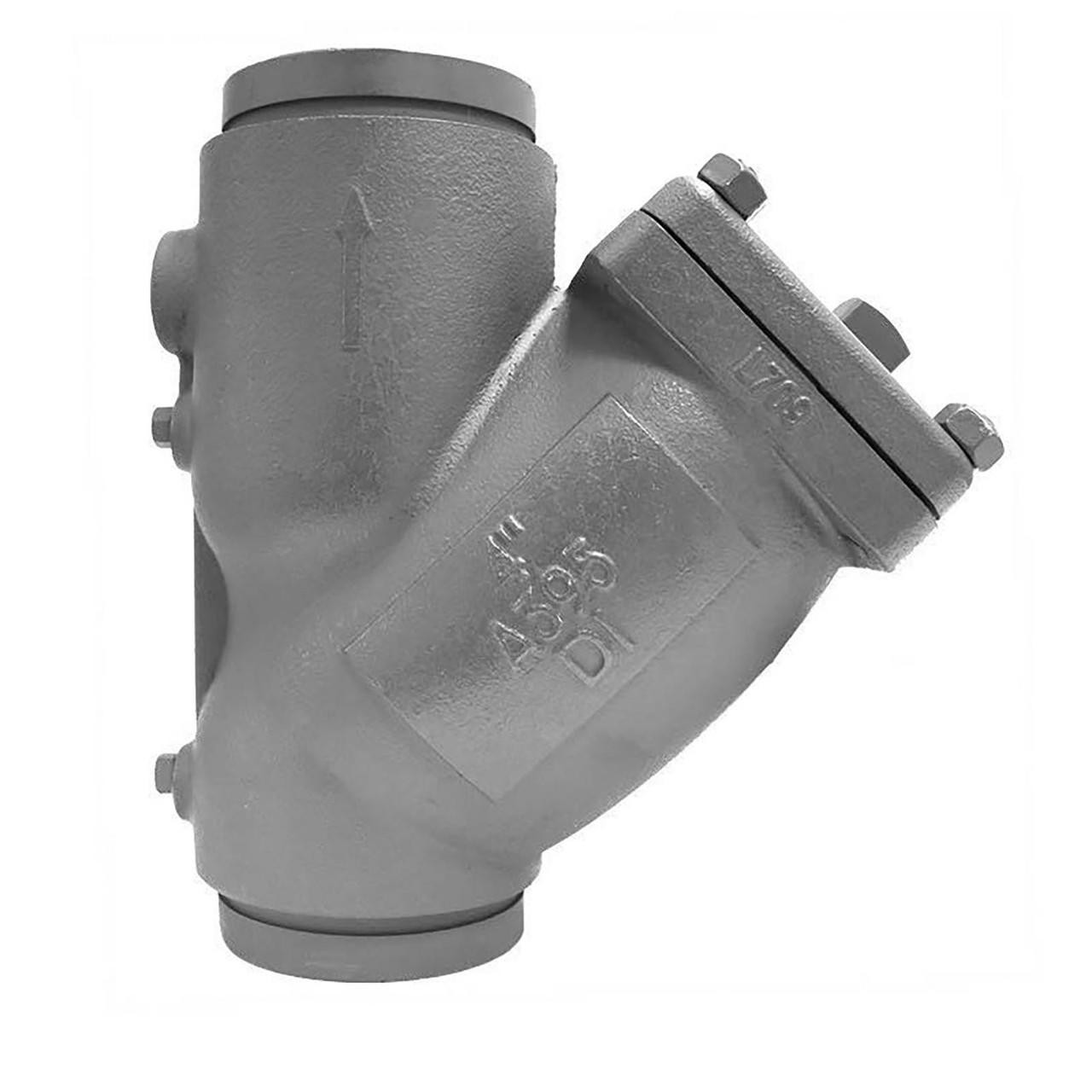 Titan Flow Control YS58DG0200 2 Inch Y Strainer, Ductile Iron, ASME Class  300, Grooved Ends, Epoxy Painted, Gasketed Caps, Plugged Blow-off