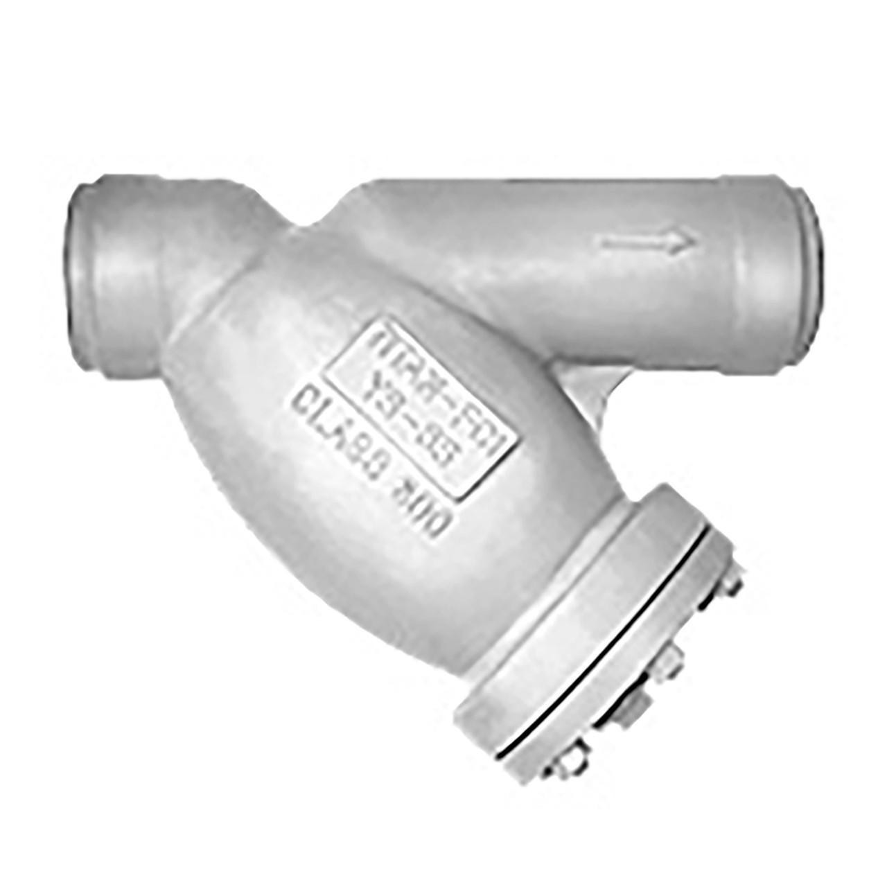 Titan Flow Control YS65S0600 6 Inch Y Strainer, Stainless Steel, ANSI Class  600, Butt Weld Ends Sch. 80, Bolted Cover, Plugged Blow-off