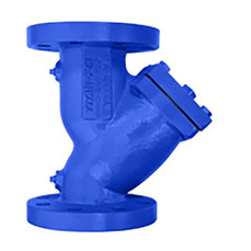  Titan Flow Control YS59I0500 5 Inch Y Strainer, Cast Iron, ANSI Class 250, Flanged Ends, Extra Heavy Body, Bolted Cover, Epoxy Painted, Plugged Blow-off 