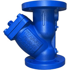 Titan Flow Control YS58D1600 16 Inch Y Strainer, Ductile Iron, Flanged Ends, Flat Face, Epoxy Painted, NTP Blow-Off Connection