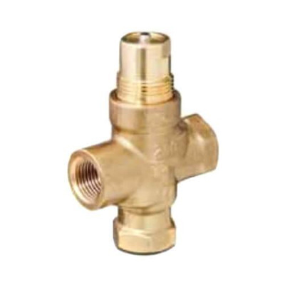 Siemens 1/2" 3-Way N/O Brass Globe Valve Body, Female x Female (2.5 Cv) 