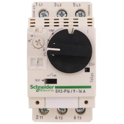 Square D TeSys GV2 Manual Starter and Protector w/ Rotary Knob and Screw Clamp Terminals (9-14A, 690V, 3P) 