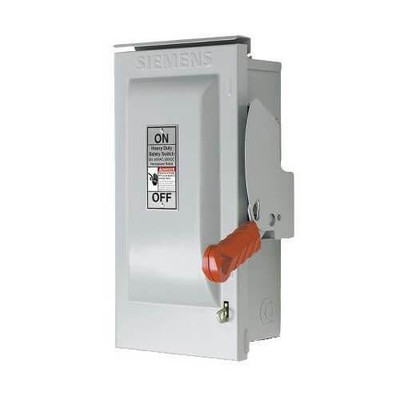Siemens Fused 3 Pole Disconnect, 480/600V, 60A, Type H Fuse, Nema 1 Indoor Enclosure 